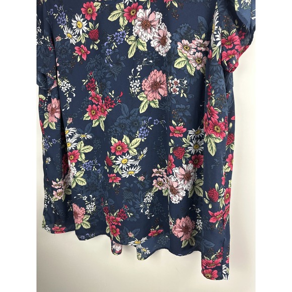 Torrid Floral Print Georgette Keyhole Back Blue Sheer Chiffon Plus Size 3 3X - Picture 4 of 9